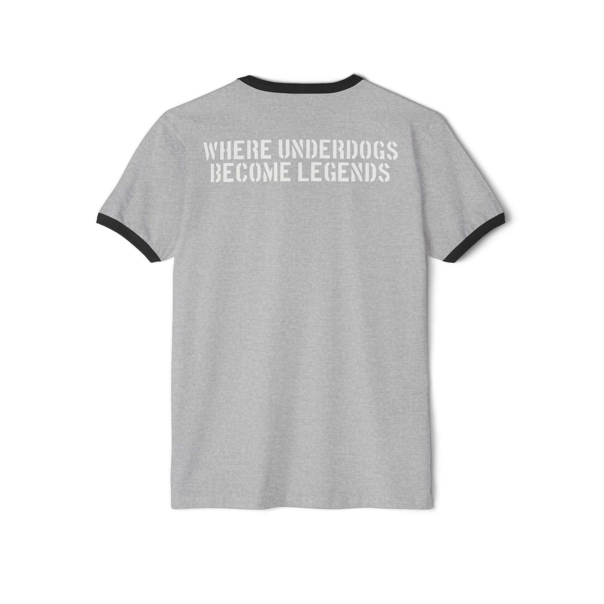 Ringer T-Shirt — "Ruff Part of Town" Dog Lover Tee ("Where Underdogs Become Legends")