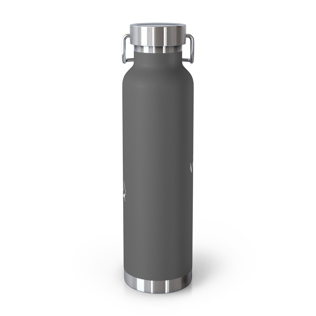 Ruff Part of Town 22oz grey insulated stainless steel water bottle with silver lid and loop handle.