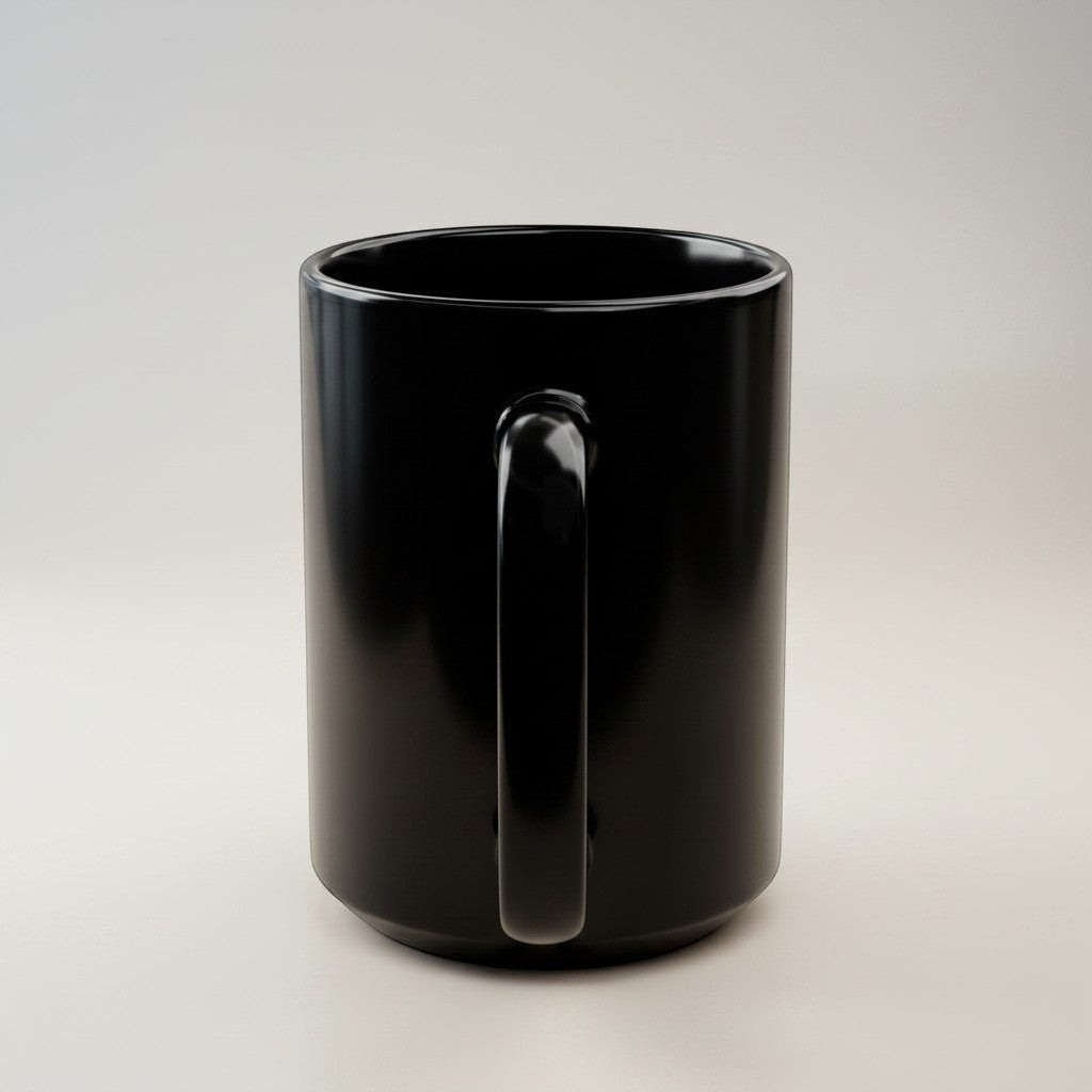 Ruff Part of Town black ceramic mug with white graffiti lettering, 11oz or 15oz, C-handle, microwave and dishwasher safe.