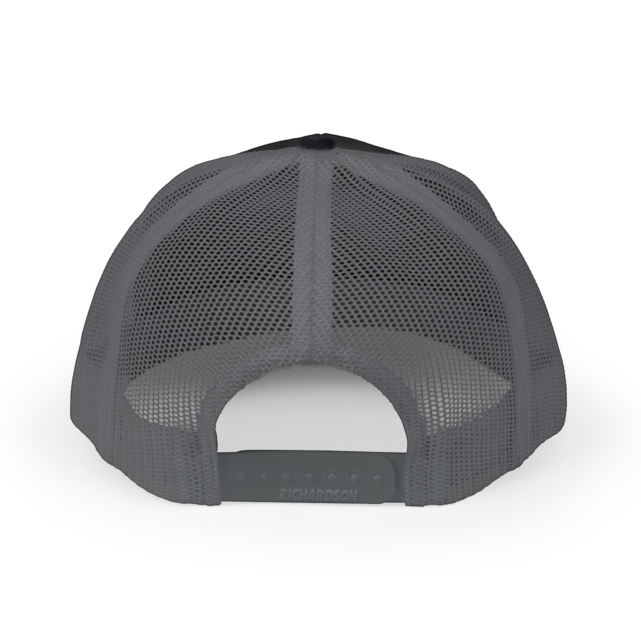 Ruff Part of Town black and grey trucker cap with mesh back and adjustable snap closure.