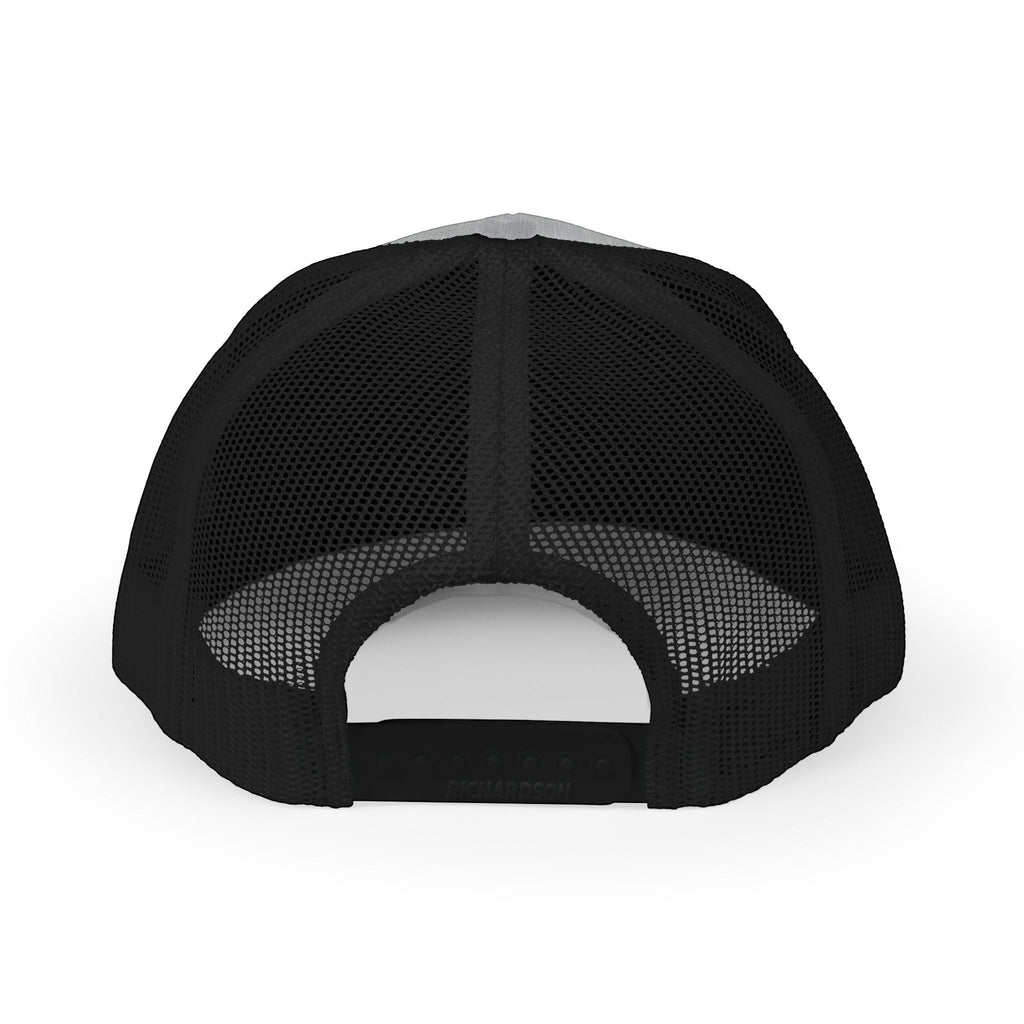 Ruff Part of Town black and grey trucker cap with mesh back and adjustable snap closure.