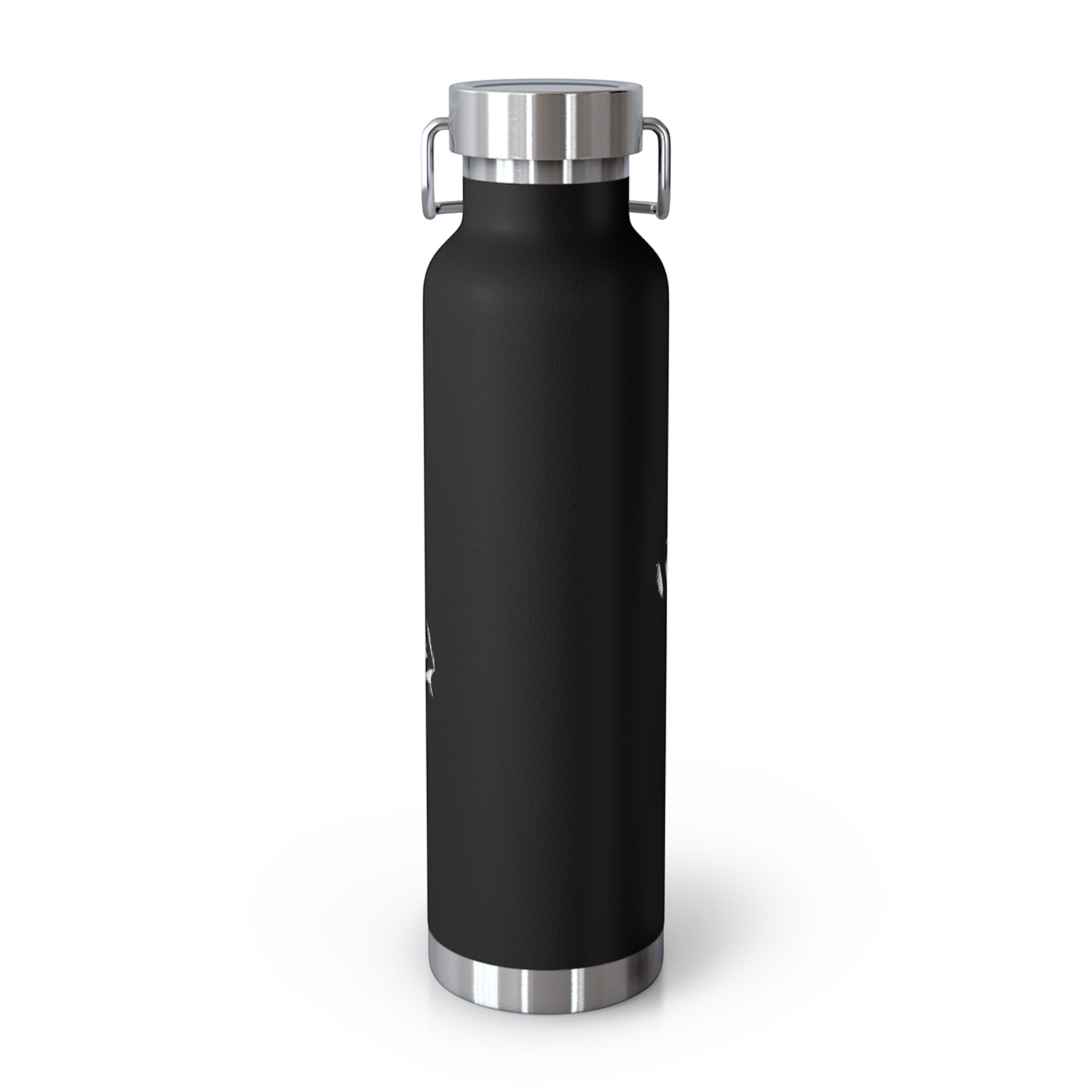 Ruff Part of Town black 22oz insulated stainless steel water bottle with silver lid and loop handle.