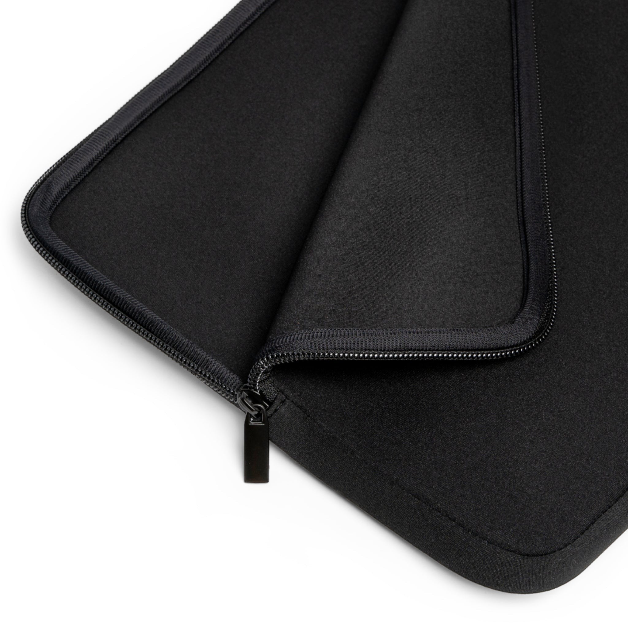 Ruff Part of Town black neoprene laptop sleeve with dual zipper and foam padding. Minimalist design.