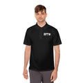 Ruff Part of Town black polyester short-sleeve polo shirt with white RPT paw logo on chest and slogan on back.