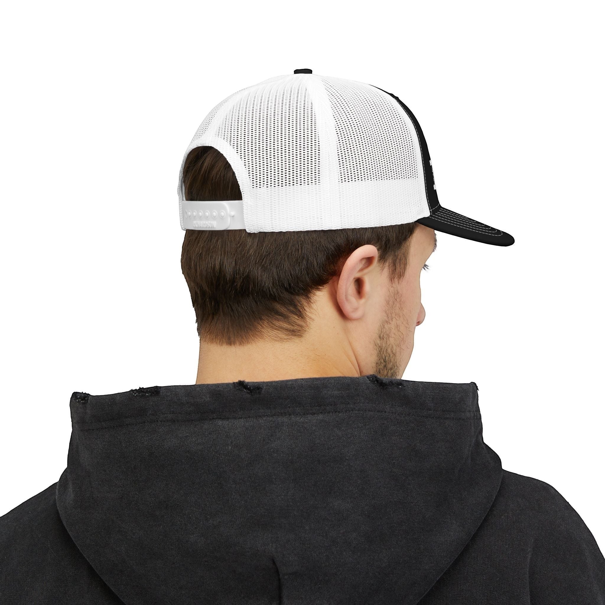 Ruff Part of Town black and white trucker cap with "WHERE UNDERDOGS BECOME LEGENDS" tagline. Features mesh back and cotton sweatband.