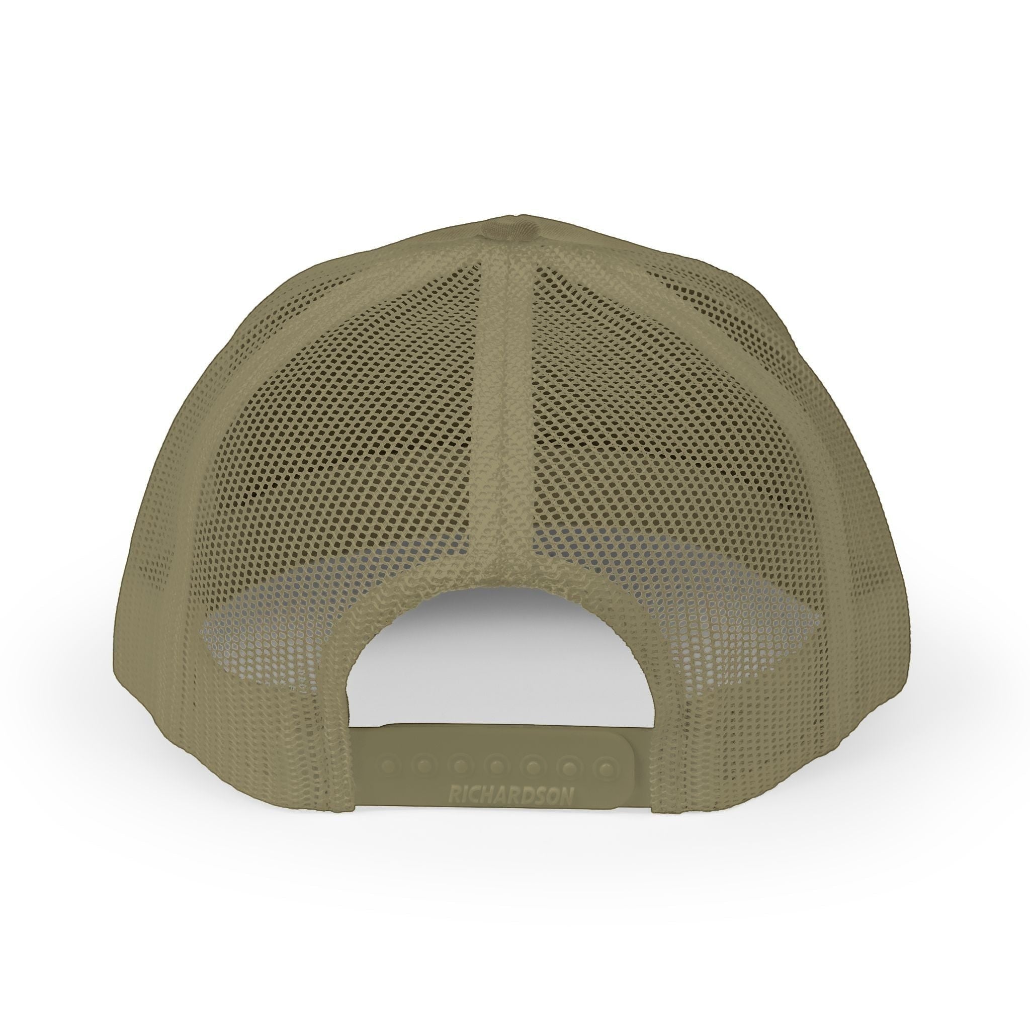Ruff Part of Town khaki trucker cap with breathable mesh back and adjustable snap closure.