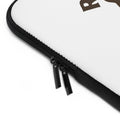Ruff Part of Town white neoprene laptop sleeve with minimalist sketch design and dual zippers.