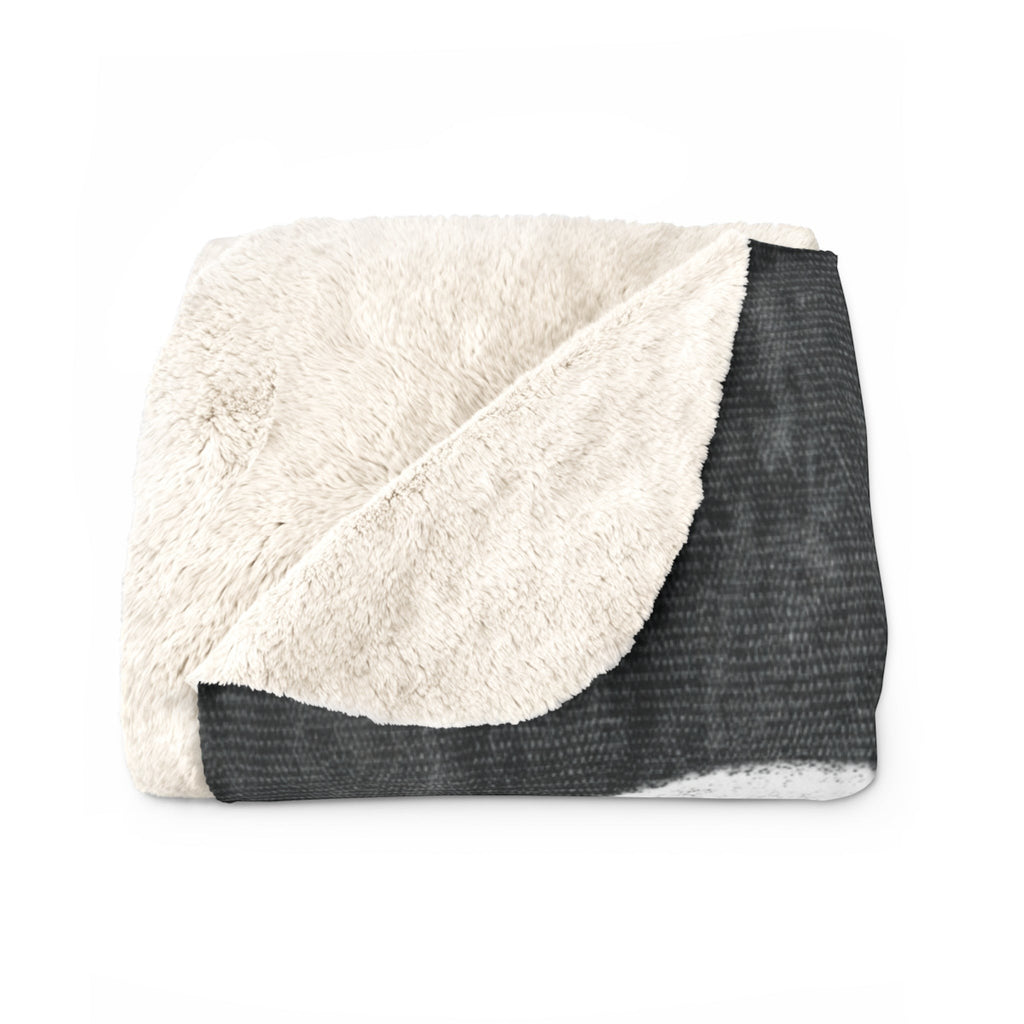 Ruff Part of Town sherpa fleece throw blanket with graffiti-style lettering on a dark background. Plush, ivory sherpa lining.