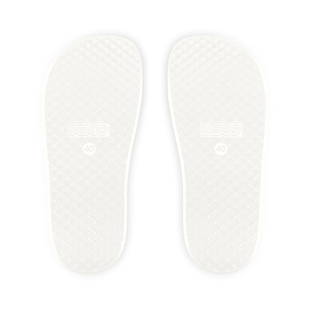 Ruff Part of Town white slide sandal soles with embossed wave pattern and size 40 detail.
