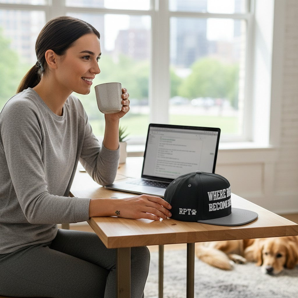 Ruff Part of Town black cotton twill flat bill cap with