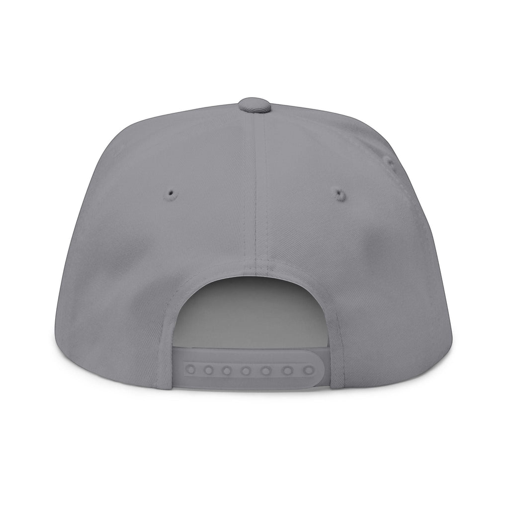 Ruff Part of Town grey cotton twill flat bill cap with "Where Underdogs Become Legends" embroidery and adjustable snapback closure.