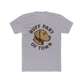 Ruff Part of Town grey cotton t-shirt with a brown dog head logo and text.